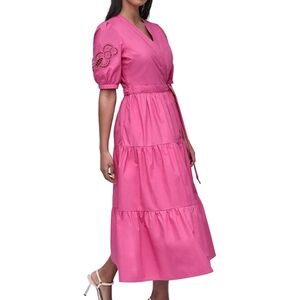 NWT DNKY Dress, Side Pockets, Wrap, Elegant Pink Midi Dress